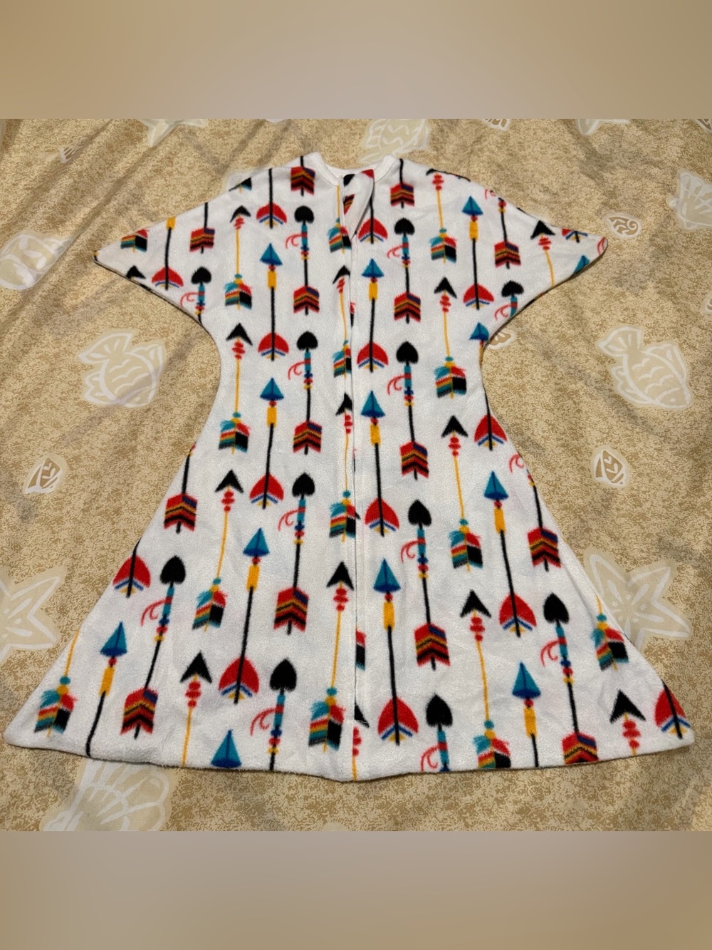 Sleeping Baby Zipadee Zip Fleece Swaddle Straight & Arrow Size Small 4-8M